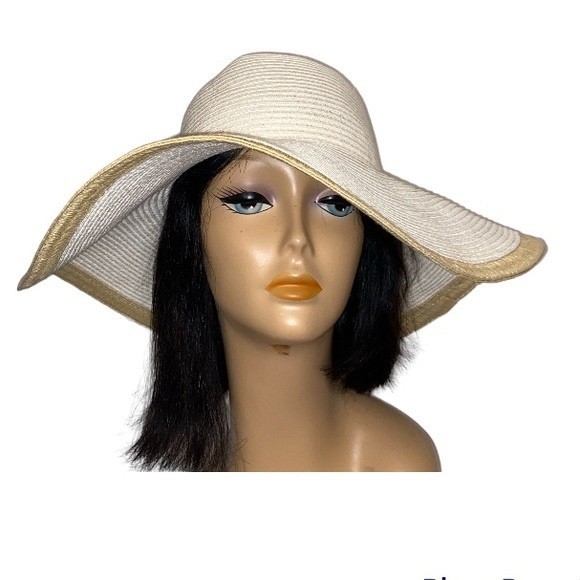 Target Floppy Straw Sun Hat cream tan boarder Summer Beachy Vacation Size OS - Picture 10 of 11